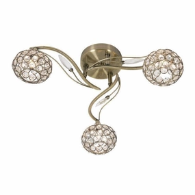 Esmee 3 Light Antique Brass Flush Ceiling Light soft glow ceiling light