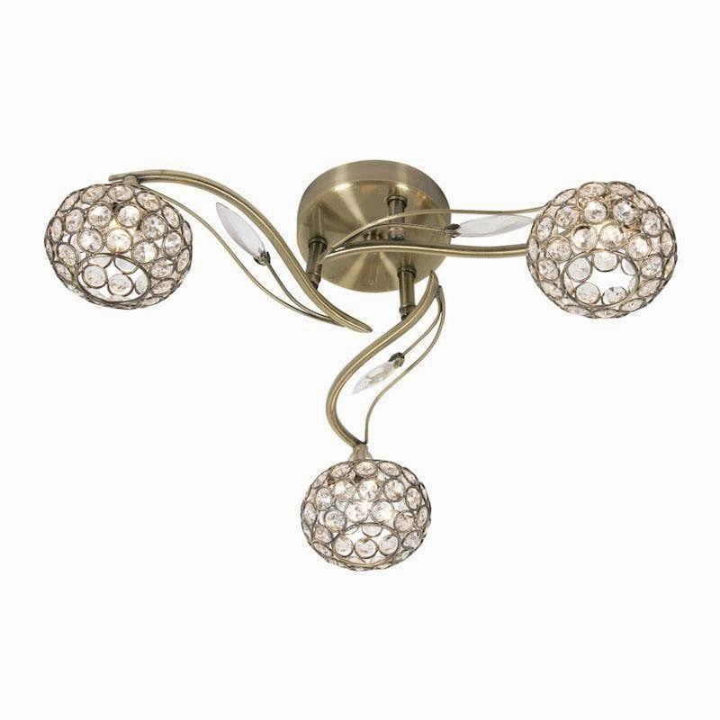 Esmee 3 Light Antique Brass Flush Ceiling Light soft glow ceiling light