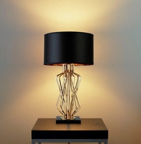 Ethan Gold & Marble Table Lamp With Black Shade energy-saving LED light