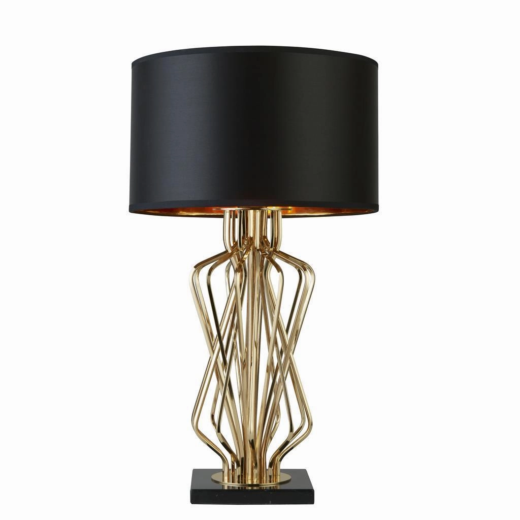 Ethan Gold & Marble Table Lamp With Black Shade