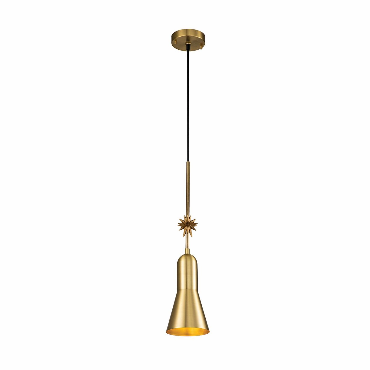 Etoile Aged Brass and Gold Leaf Small Ceiling Pendant Light flush mount ceiling fixture
