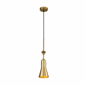 Etoile Aged Brass and Gold Leaf Small Ceiling Pendant Light flush mount ceiling fixture
