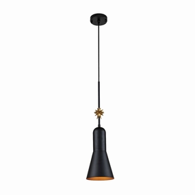 Etoile Matte Black and Gold Leaf Medium Ceiling Pendant Light flush mount ceiling fixture