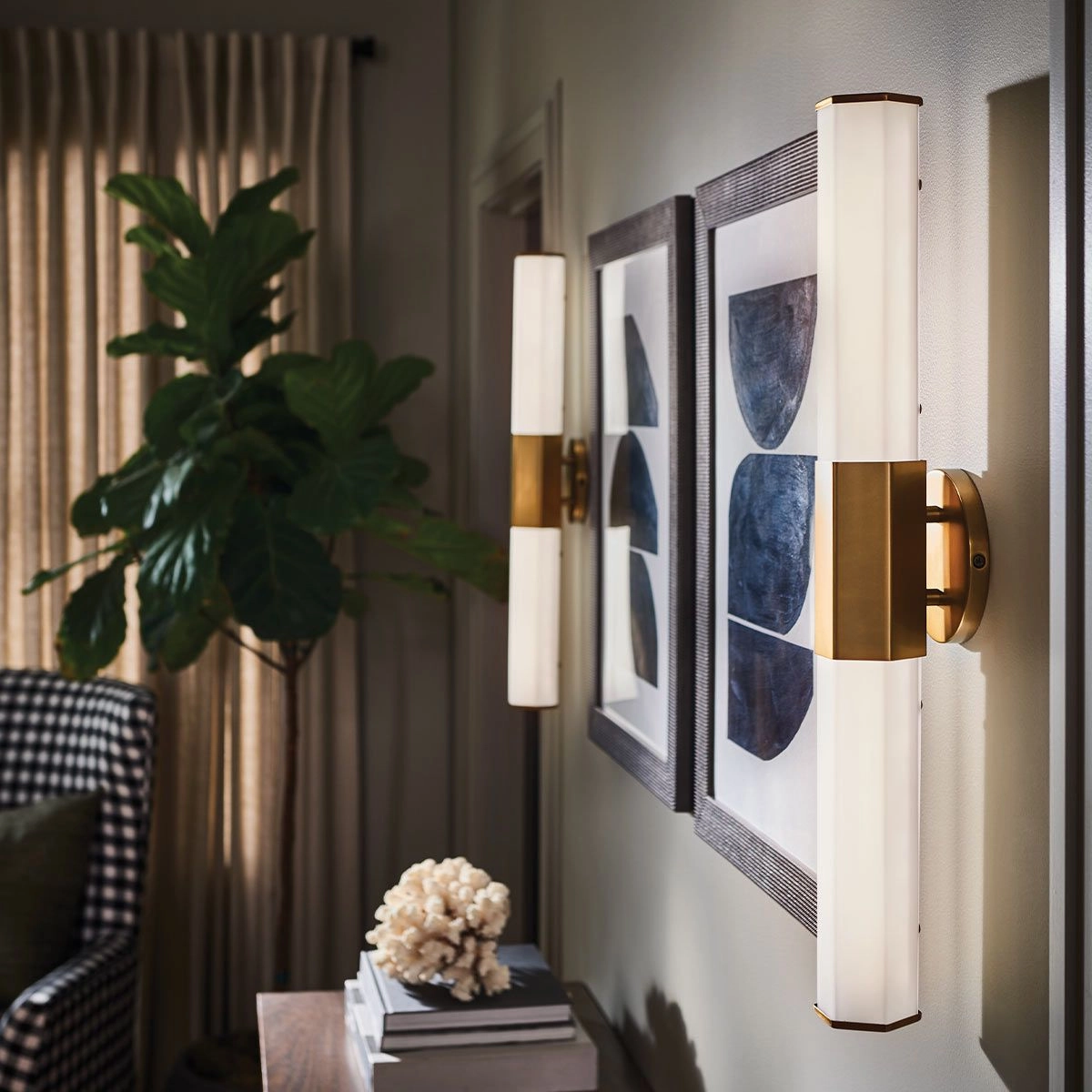Facet Duel LED Brass Bathroom Wall Light