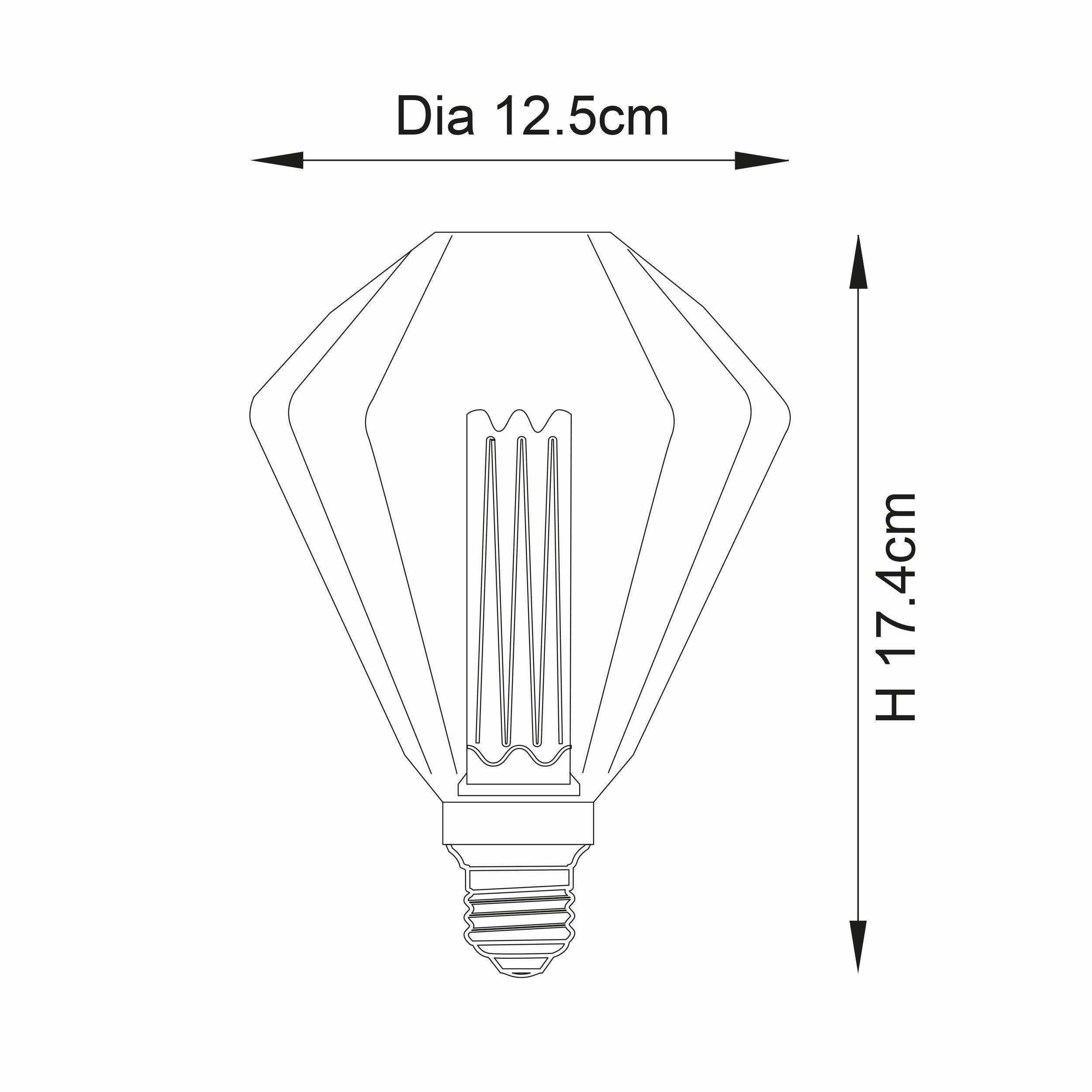 Faceted Amber Tinted Decorative 2.4w LED E27 Light Bulb