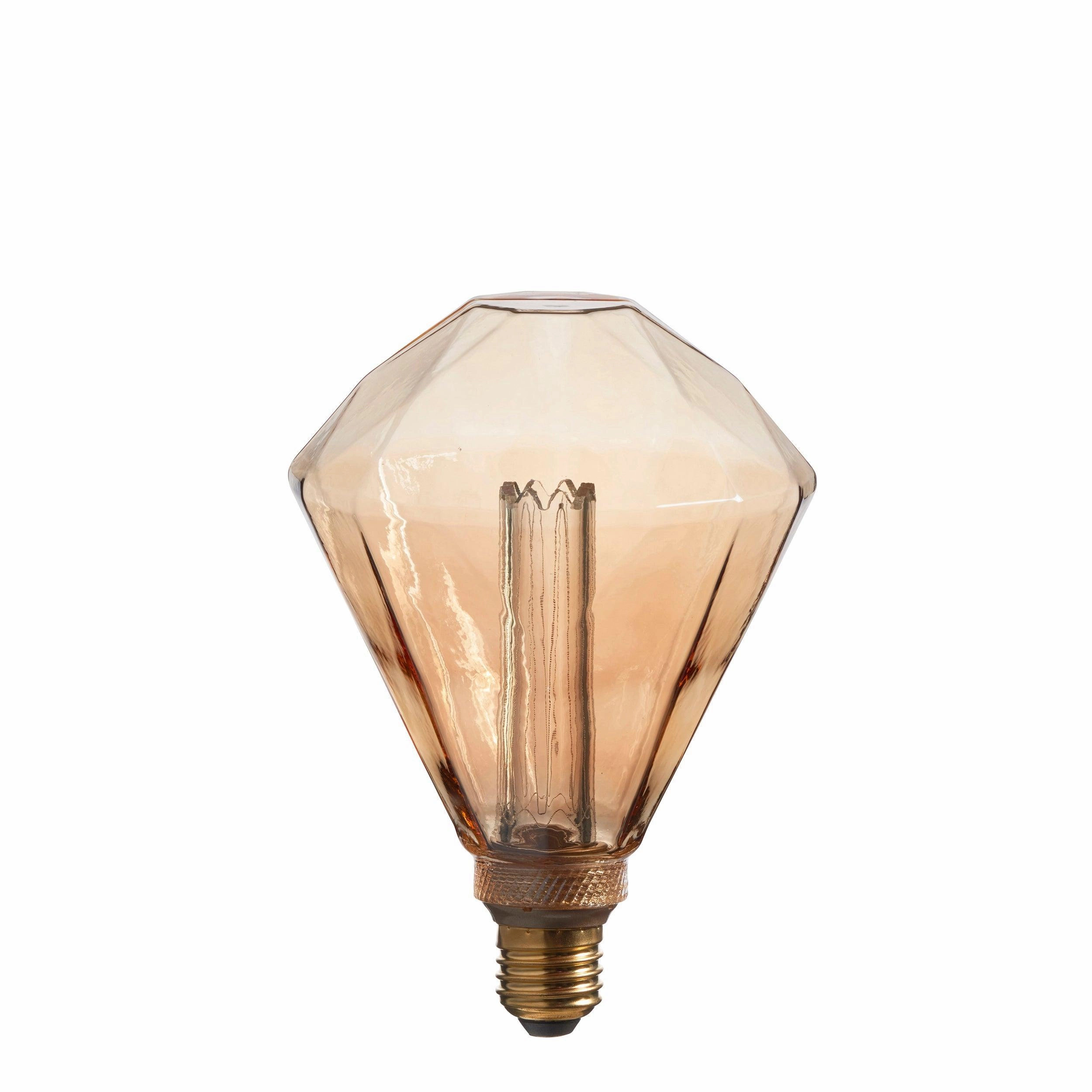 Faceted Amber Tinted Decorative 2.4w LED E27 Light Bulb