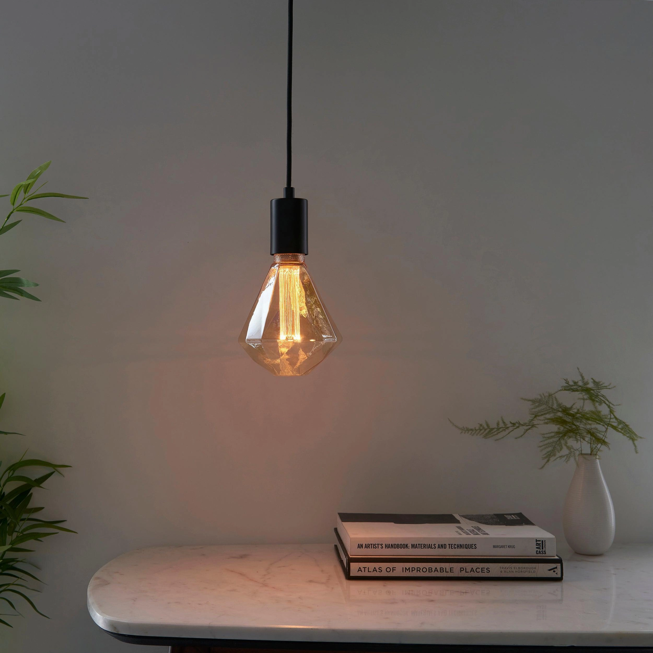 Faceted Amber Tinted Decorative 2.4w LED E27 Light Bulb
