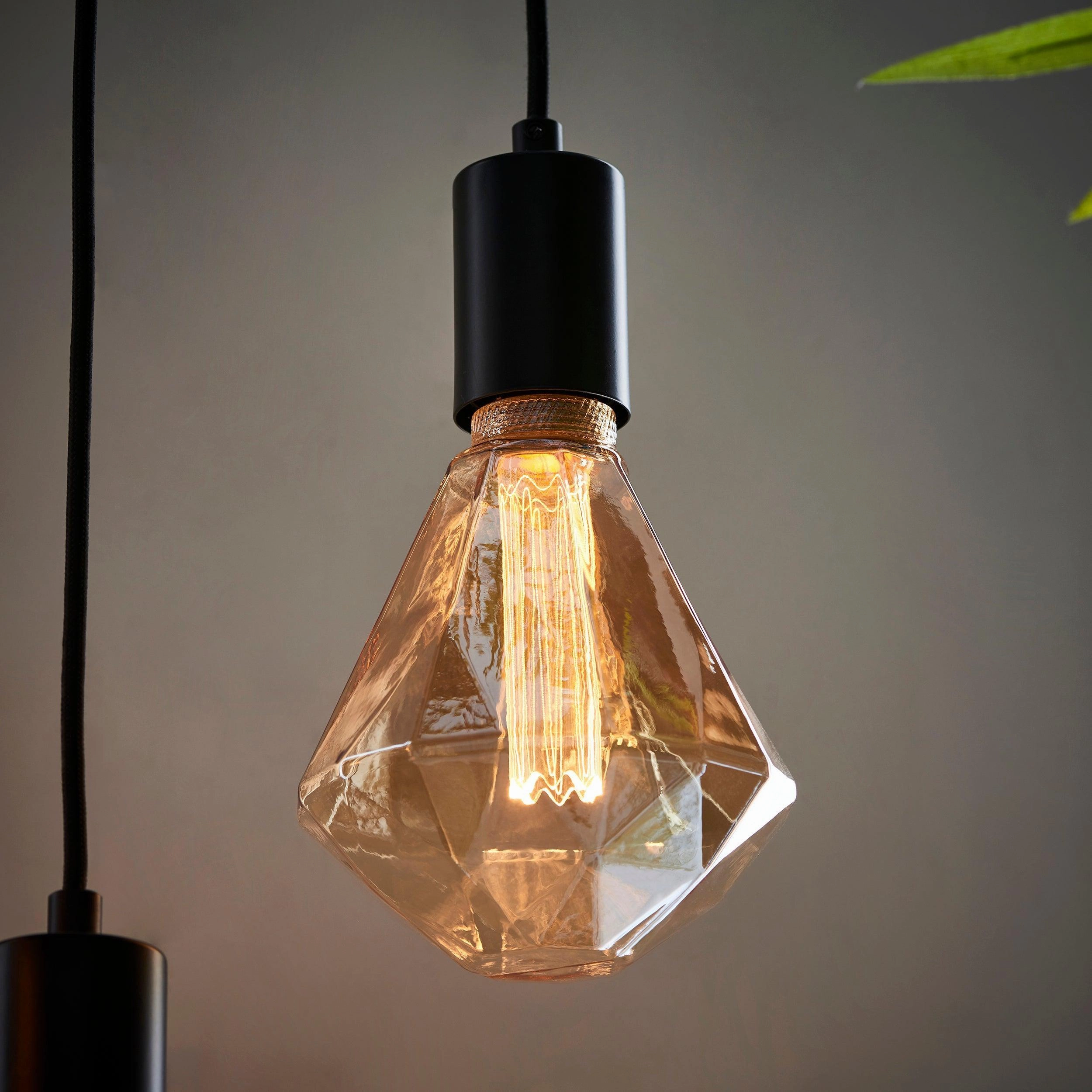 Faceted Amber Tinted Decorative 2.4w LED E27 Light Bulb