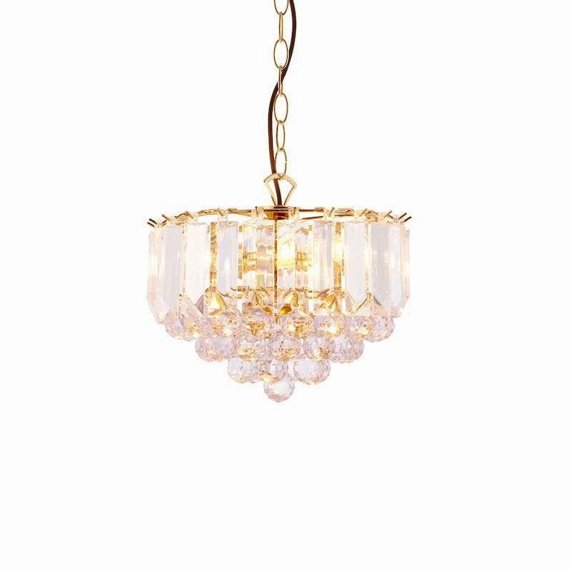 Fargo Brass & Clear Acrylic 3 Light Small Ceiling Pendant