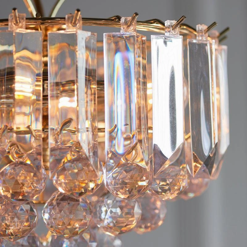 Fargo Brass & Clear Acrylic 3 Light Small Ceiling Pendant