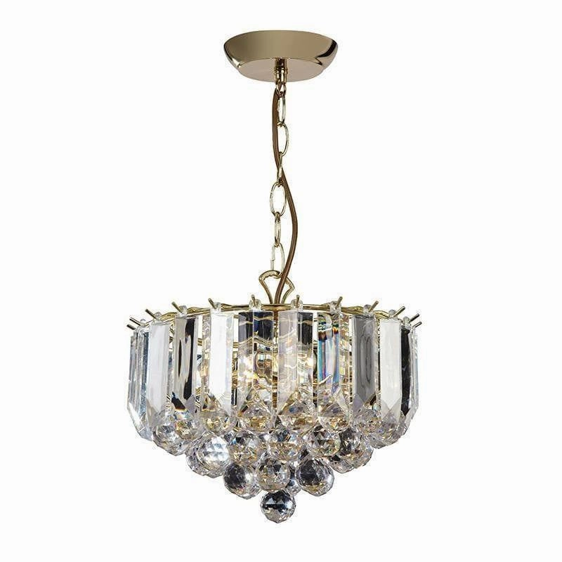 Fargo Brass & Clear Acrylic 3 Light Small Ceiling Pendant