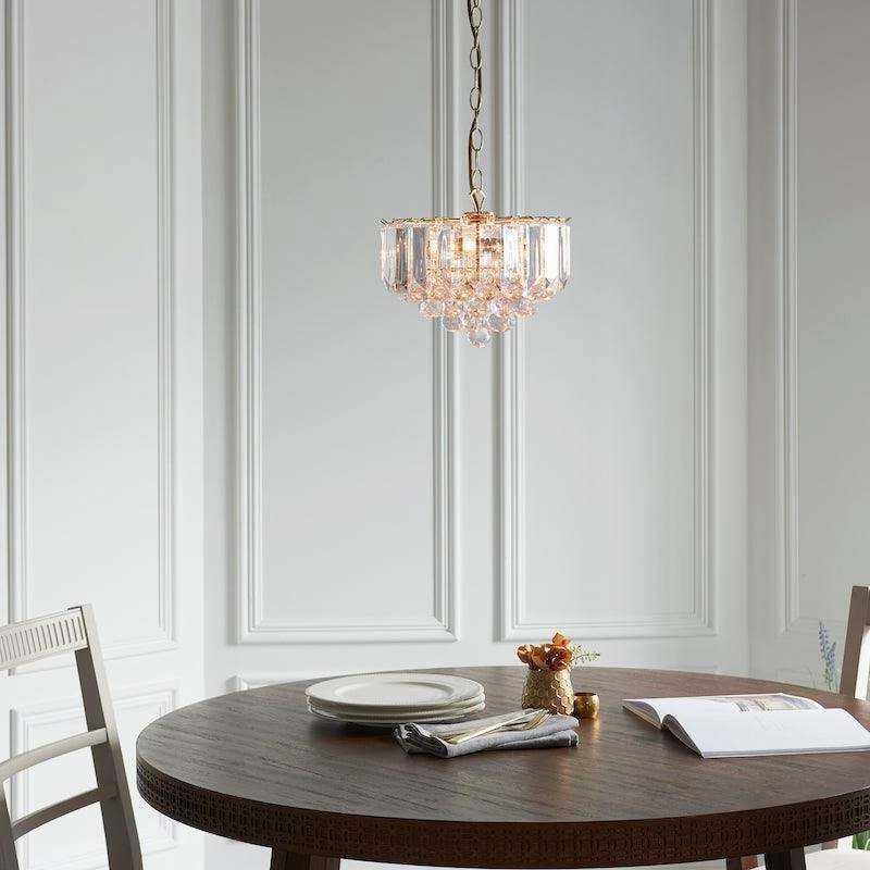 Fargo Brass & Clear Acrylic 3 Light Small Ceiling Pendant