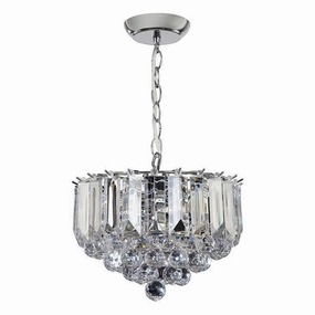Fargo Chrome & Clear Acrylic 3 Light Small Ceiling Pendant sleek LED ceiling lamp