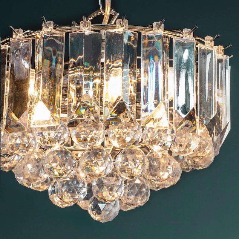 Fargo Chrome & Clear Acrylic 3 Light Small Ceiling Pendant