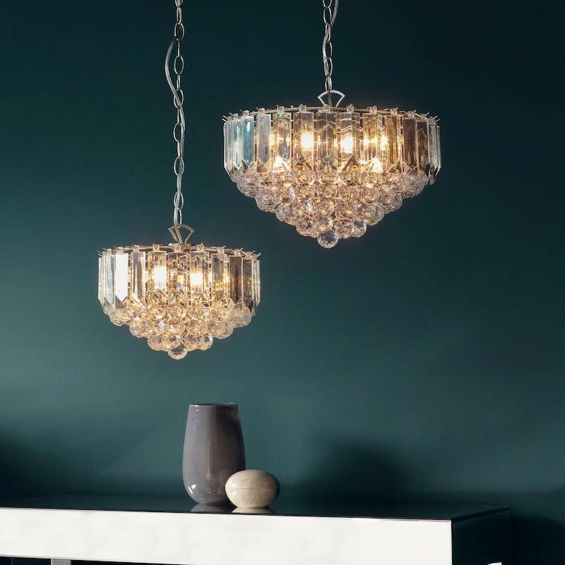 Fargo Chrome & Clear Acrylic 3 Light Small Ceiling Pendant