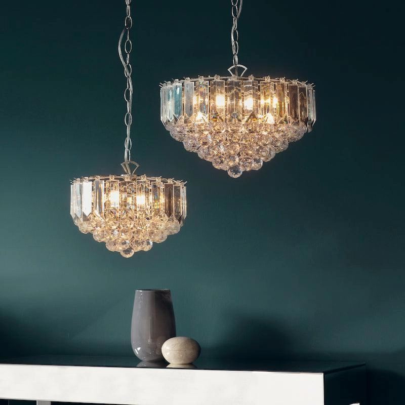 Fargo Chrome & Clear Acrylic 3 Light Small Ceiling Pendant