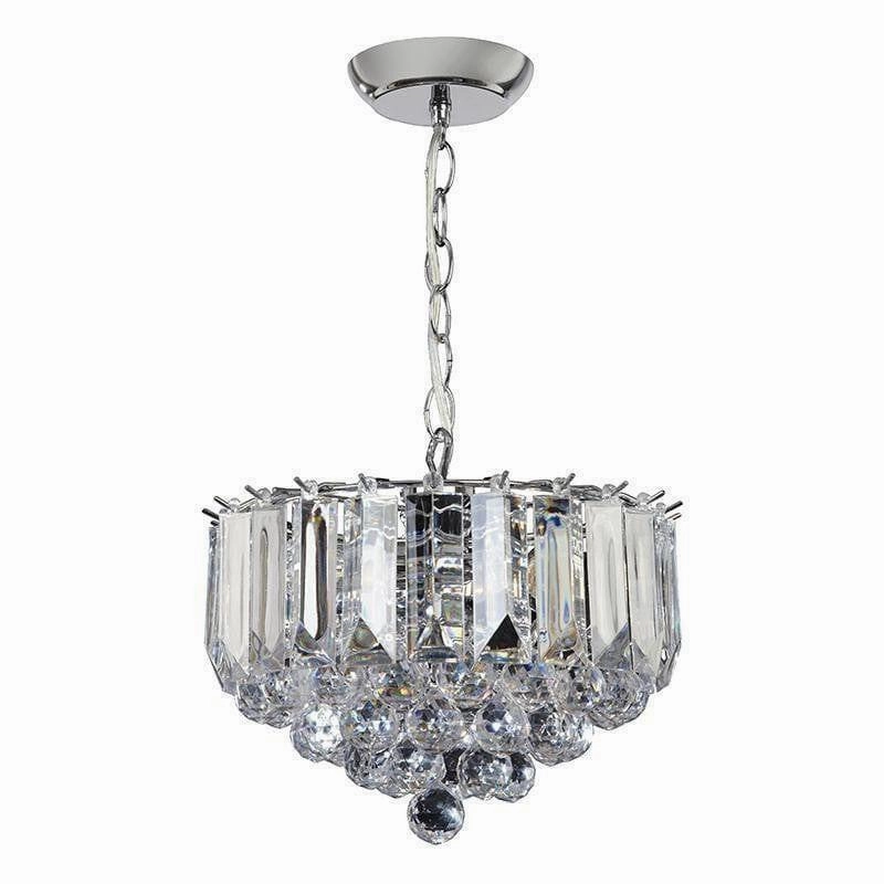Fargo Chrome & Clear Acrylic 3 Light Small Ceiling Pendant sleek LED ceiling lamp