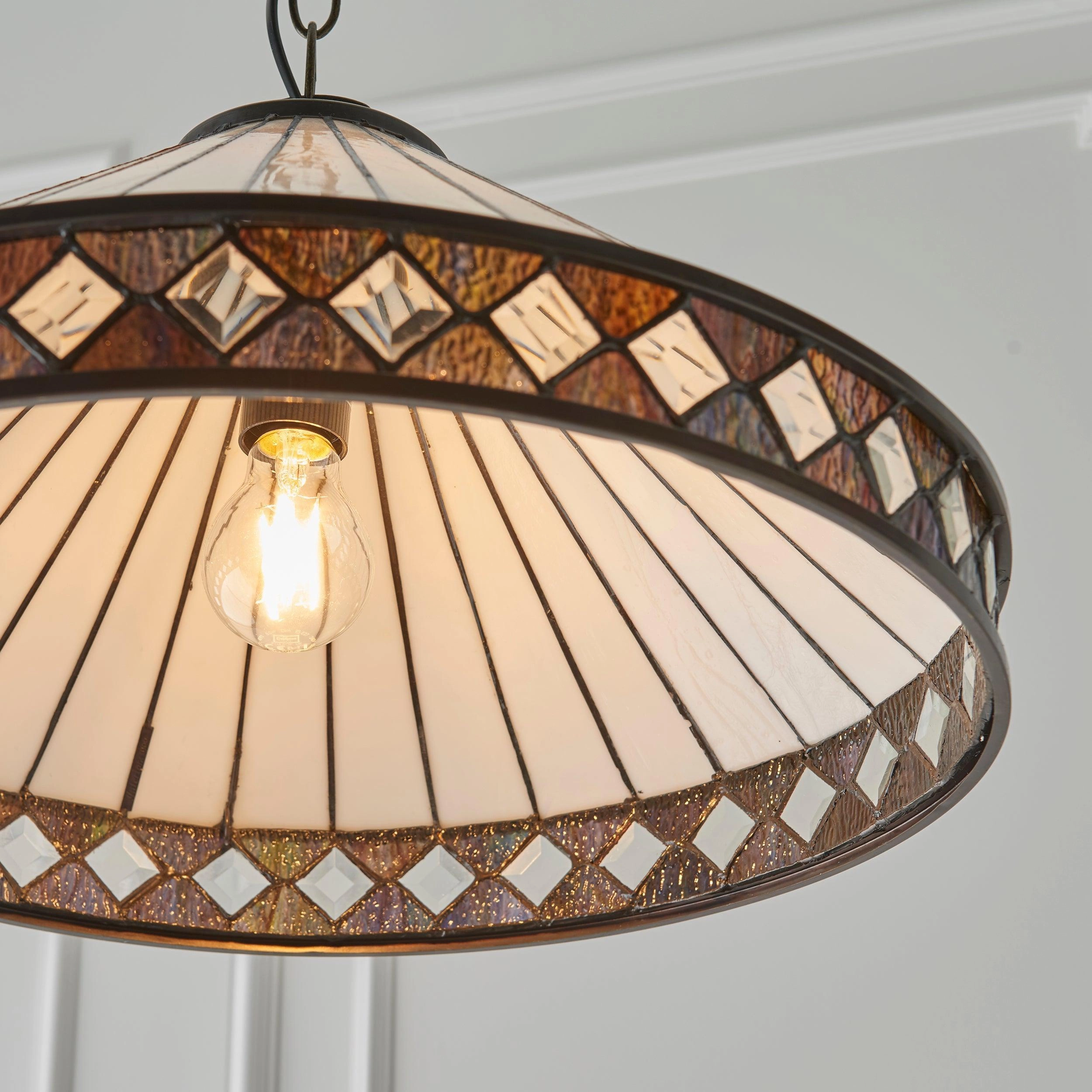 Fargo Medium Tiffany Ceiling Light 1 Bulb Fitting