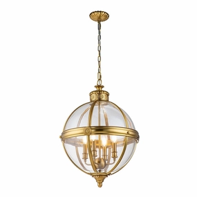Feiss Adams 4 Light Pendant Chandelier - Brushed Bronze soft glow ceiling light