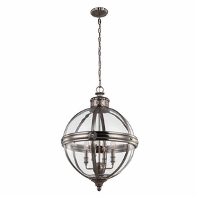 Feiss Adams Nickel Ceiling Lantern - 4 Light ambient ceiling fixture