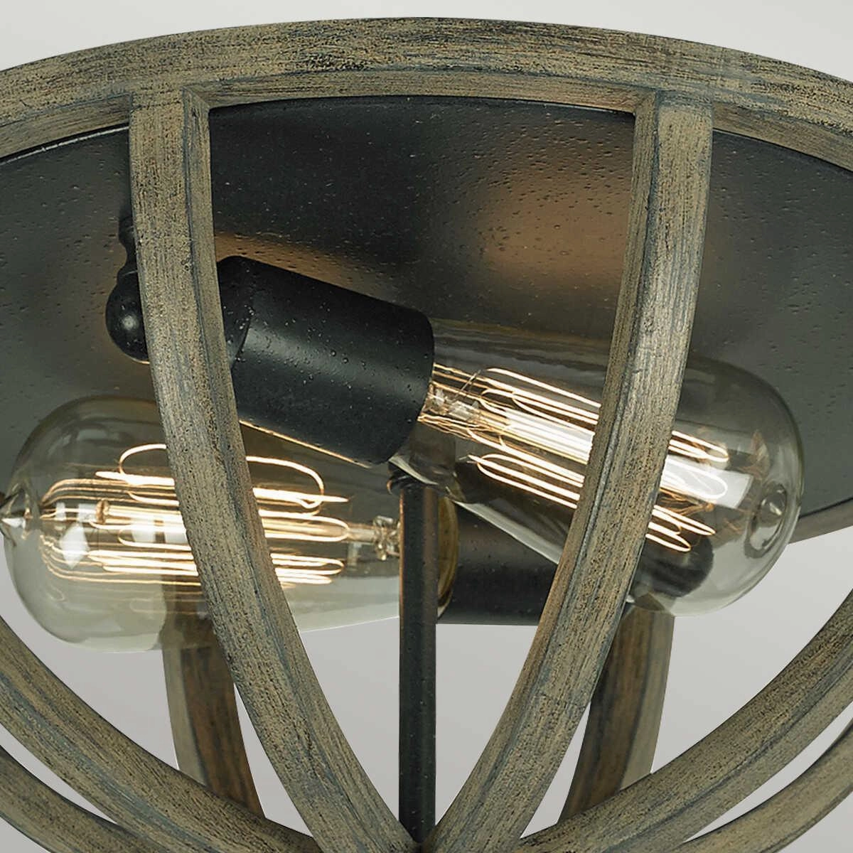 Feiss Allier Oak & Iron Flush Ceiling Light