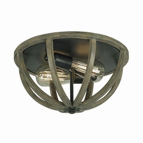 Feiss Allier Oak & Iron Flush Ceiling Light ambient ceiling fixture
