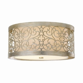 Feiss Arabesque Silver Leaf 2 Light Ceiling Flush ambient ceiling fixture