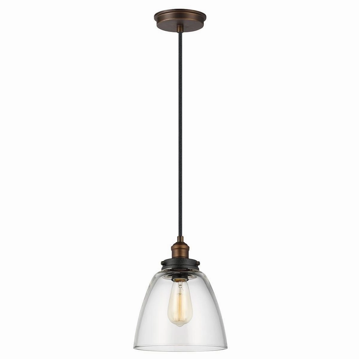 Feiss Baskin 1 Light Aged Brass & Zinc Ceiling Pendant - 23cm soft glow ceiling light