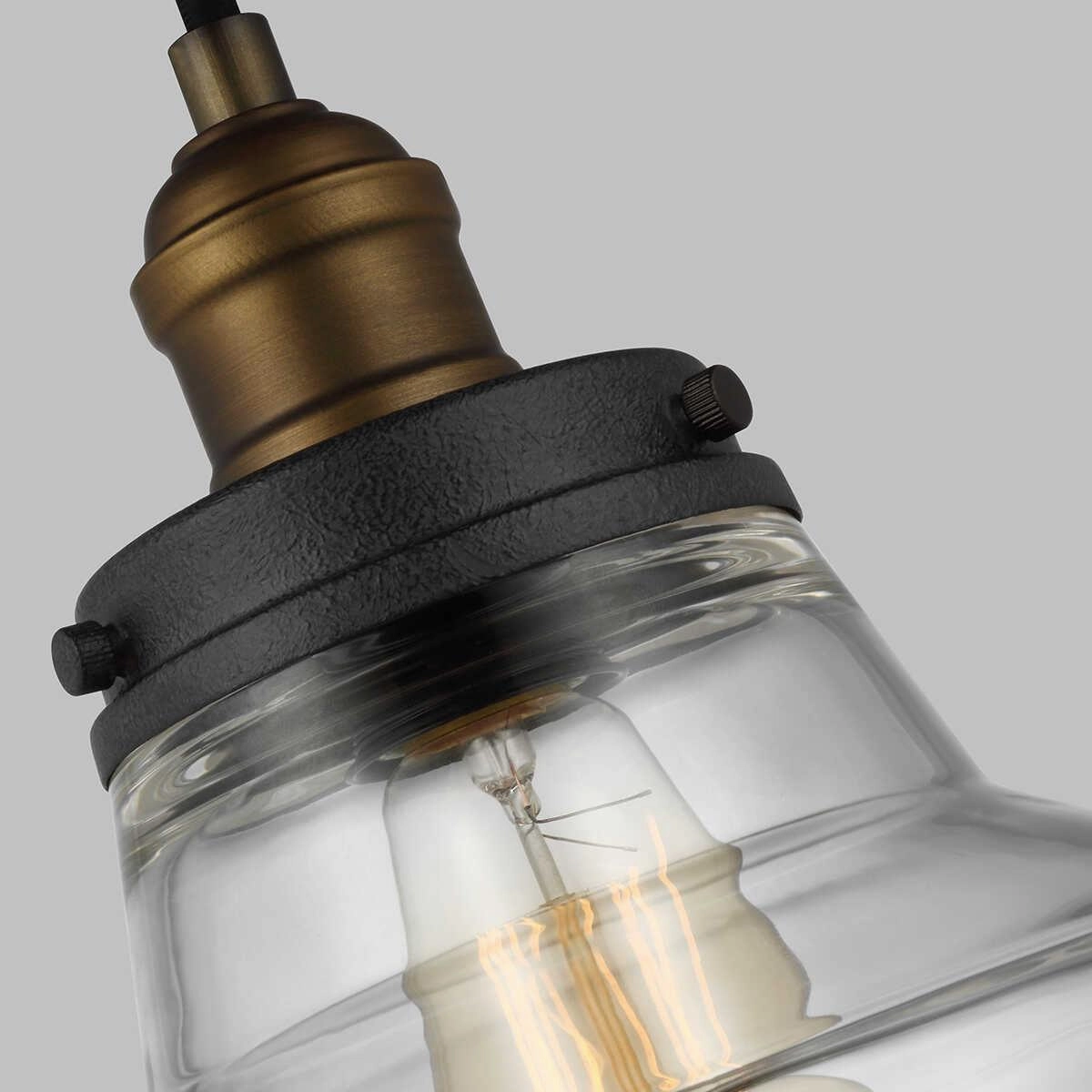 Feiss Baskin 1 Light Aged Brass & Zinc Ceiling Pendant - 26cm