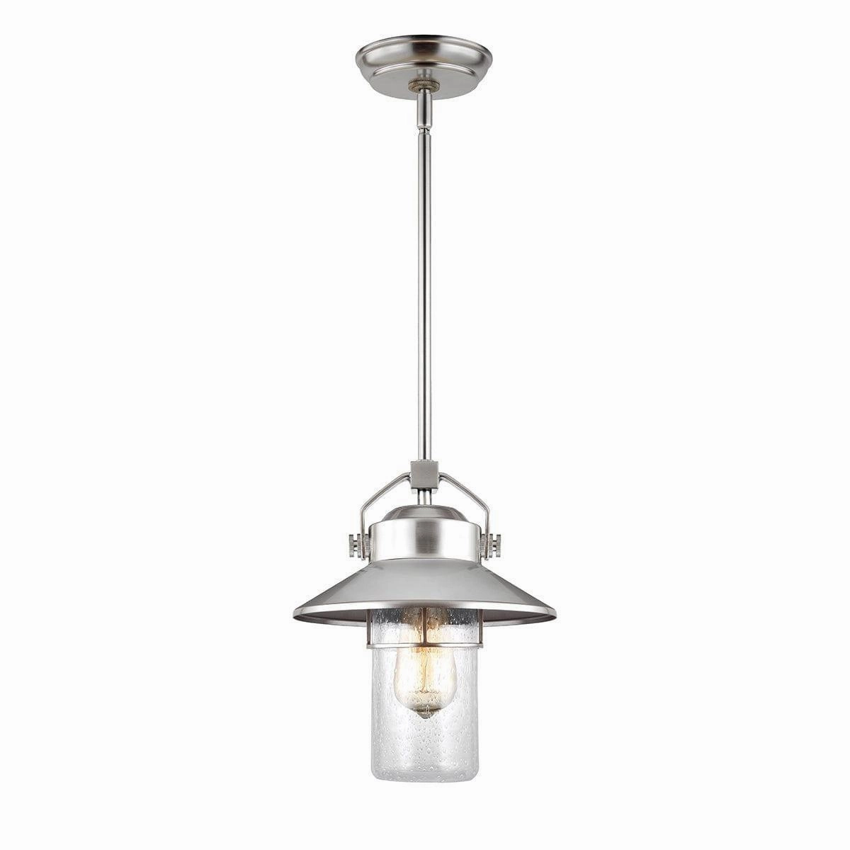 Feiss Boynton Outdoor Brushed Steel Pendant Light sleek LED ceiling lamp