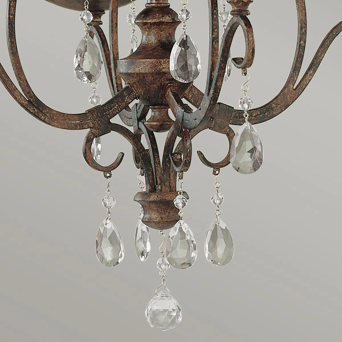 Feiss Chateau 4 Light Bronze Chandelier - Crystal Drops