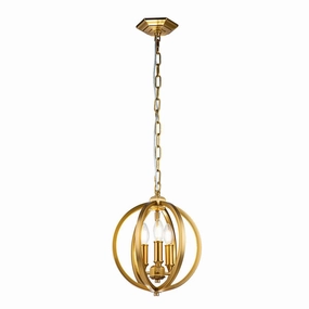 Feiss Corinne 3 Light Small Brass Pendant soft glow ceiling light