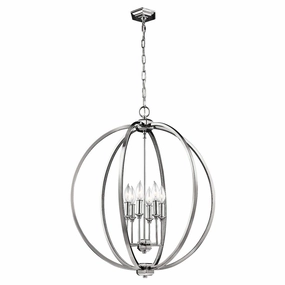 Feiss Corinne 6 Light Polished Nickel Pendant Ceiling Light soft glow ceiling light