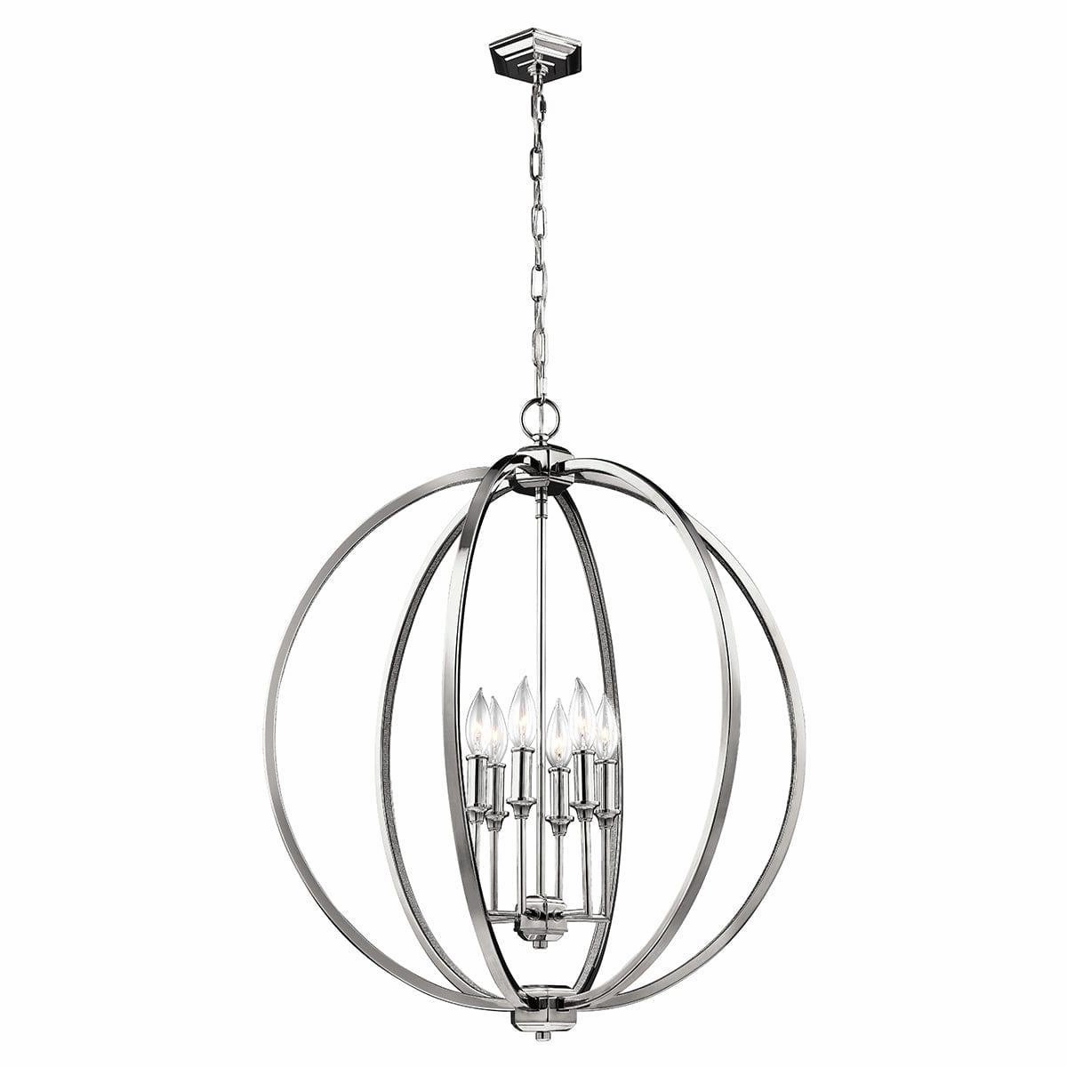 Feiss Corinne 6 Light Polished Nickel Pendant Ceiling Light soft glow ceiling light