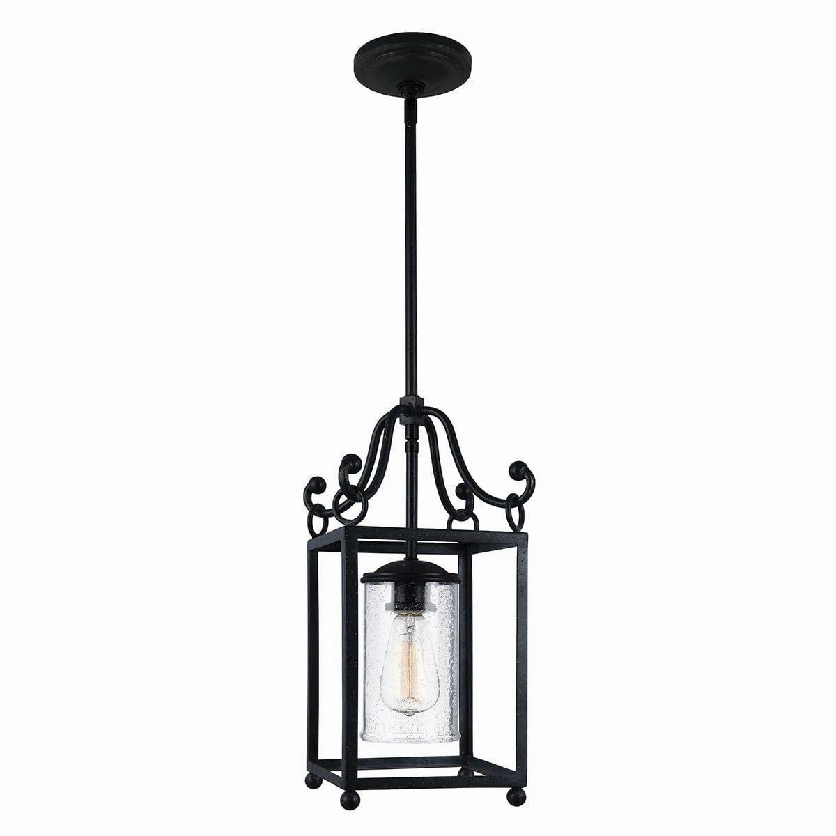 Feiss Declaration 1 Light Antique Iron Mini-Pendant Light white ceiling lamp