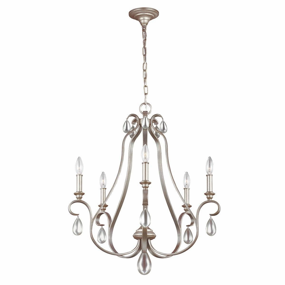 Feiss DeWitt 5 Light Chandelier Ceiling Light - Sunrise Silver