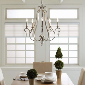 Feiss DeWitt 5 Light Chandelier Ceiling Light - Sunrise Silver white ceiling lamp