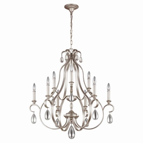 Feiss DeWitt 9 Light Chandelier Ceiling Light - Sunrise Silver white ceiling lamp