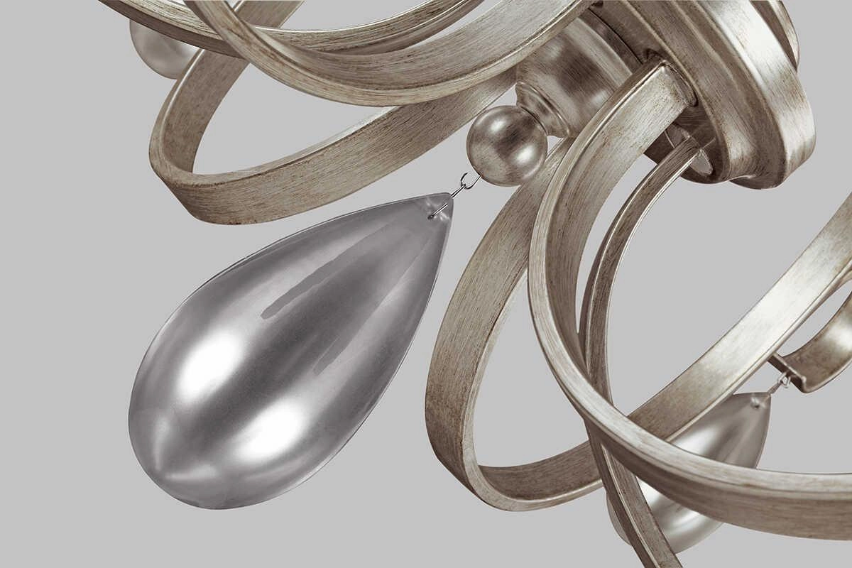 Feiss DeWitt 9 Light Chandelier Ceiling Light - Sunrise Silver