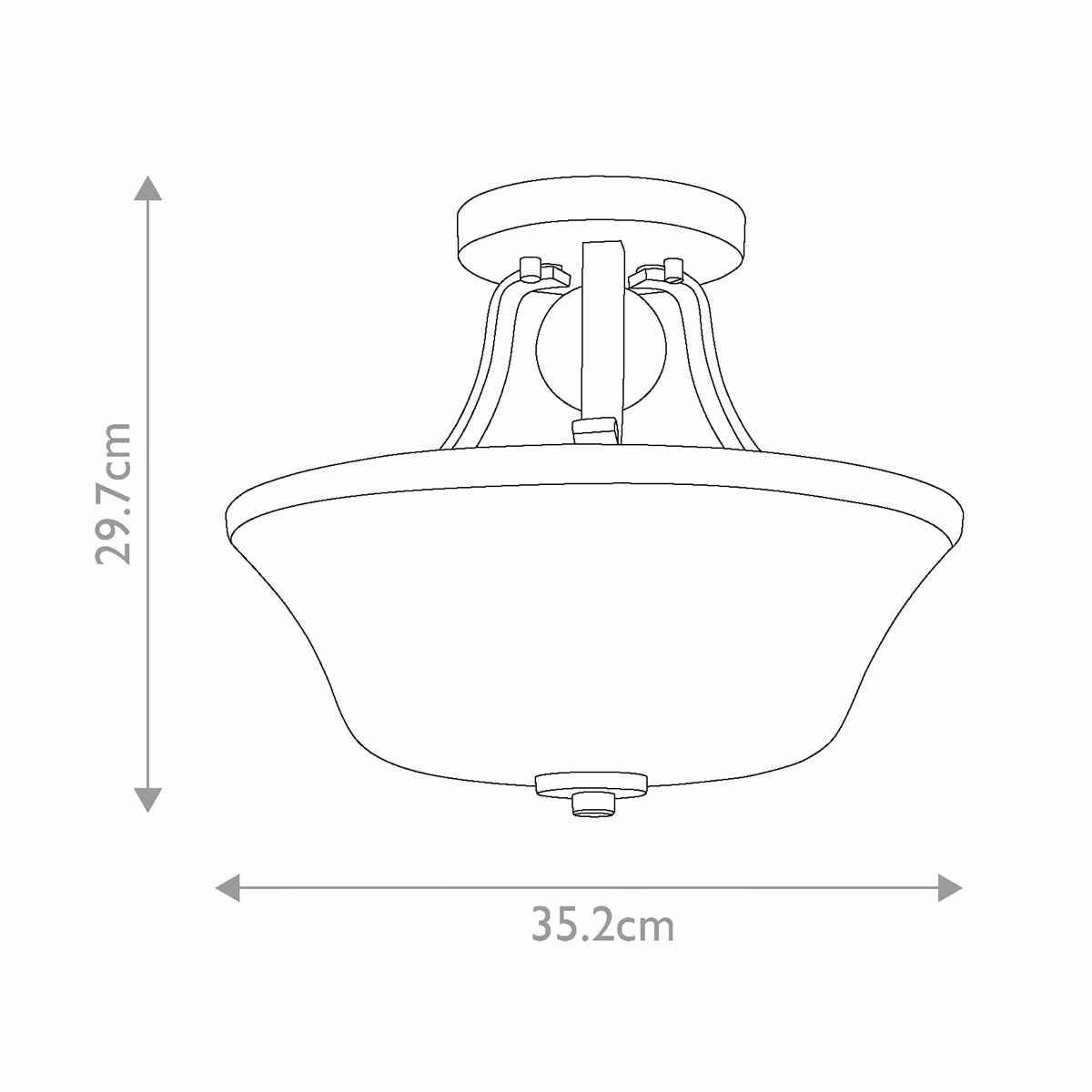 Feiss Evington 2 Light Semi-Flush Gold Ceiling Light