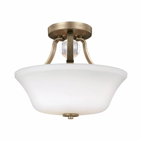 Feiss Evington 2 Light Semi-Flush Gold Ceiling Light white ceiling lamp