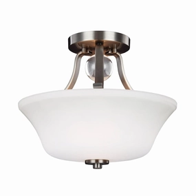 Feiss Evington 2 Light Semi-Flush Satin Nickel Ceiling Light ambient ceiling fixture