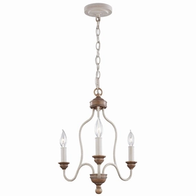 Feiss Hartsville 3 Light Chandelier - Chalk Washed Beechwood ambient ceiling fixture