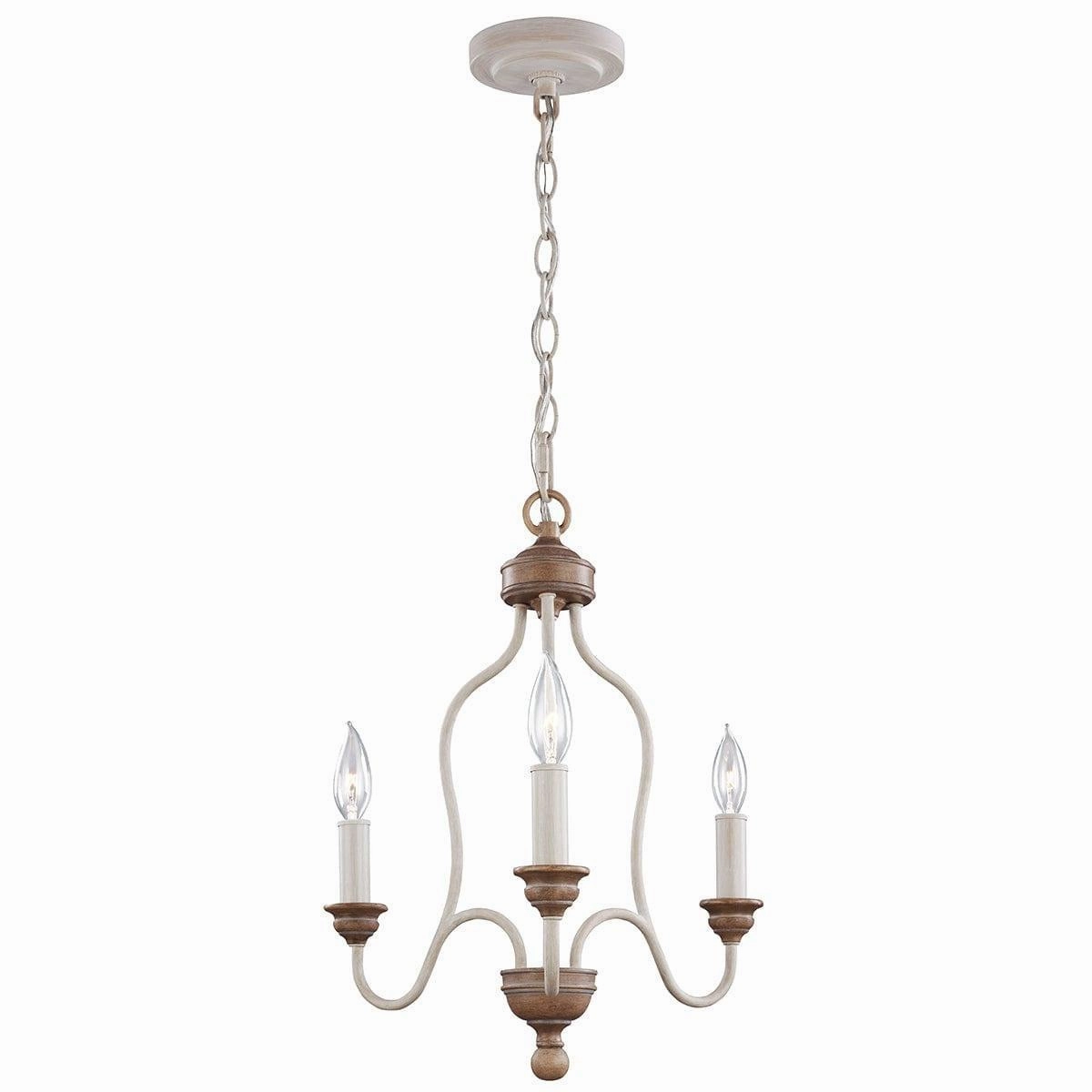 Feiss Hartsville 3 Light Chandelier - Chalk Washed Beechwood ambient ceiling fixture