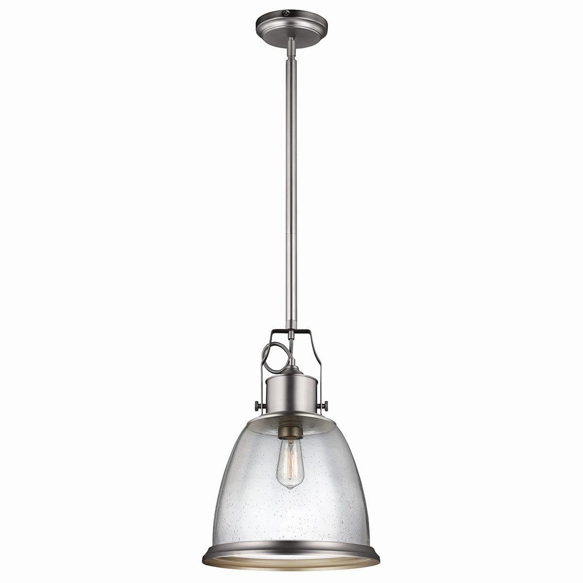 Feiss Hobson 1 Light Large Satin Nickel Ceiling Pendant Light soft glow ceiling light