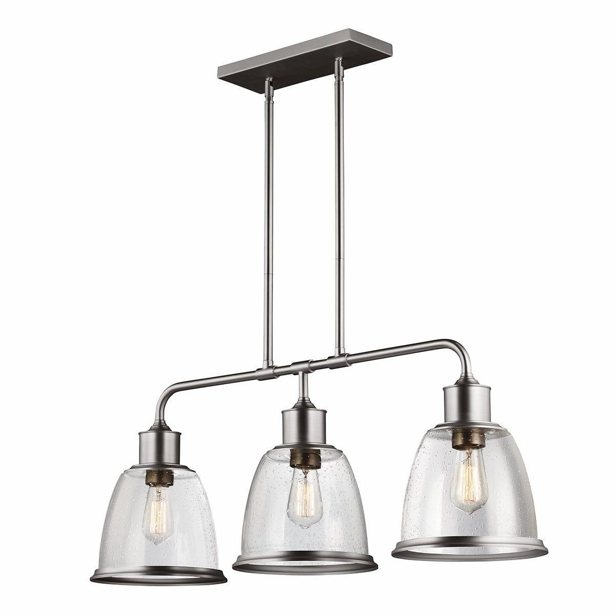 Feiss Hobson 3 Light Island Pendant Satin Nickel sleek LED ceiling lamp