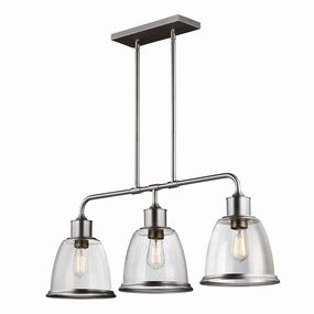 Feiss Hobson 3 Light Island Pendant Satin Nickel sleek LED ceiling lamp