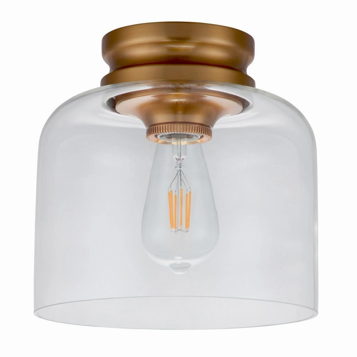 Feiss Hounslow 1 Light Brass Flush Light - Glass Shade