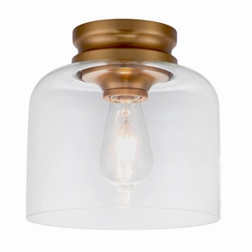 Feiss Hounslow 1 Light Brass Flush Light - Glass Shade white ceiling lamp