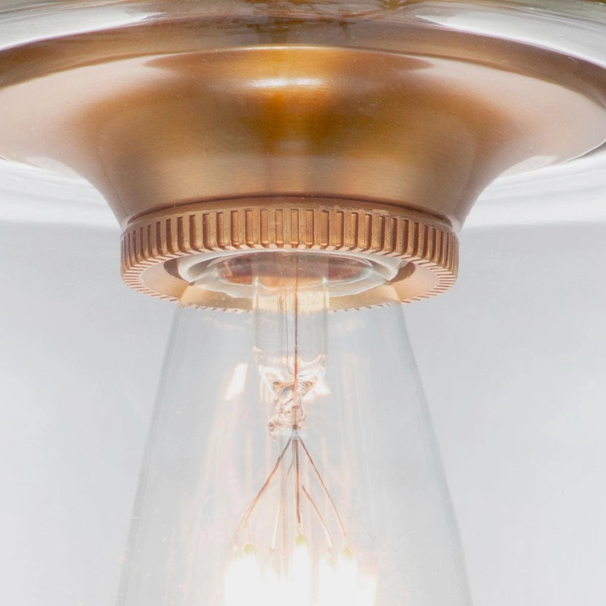 Feiss Hounslow 1 Light Brass Flush Light - Glass Shade